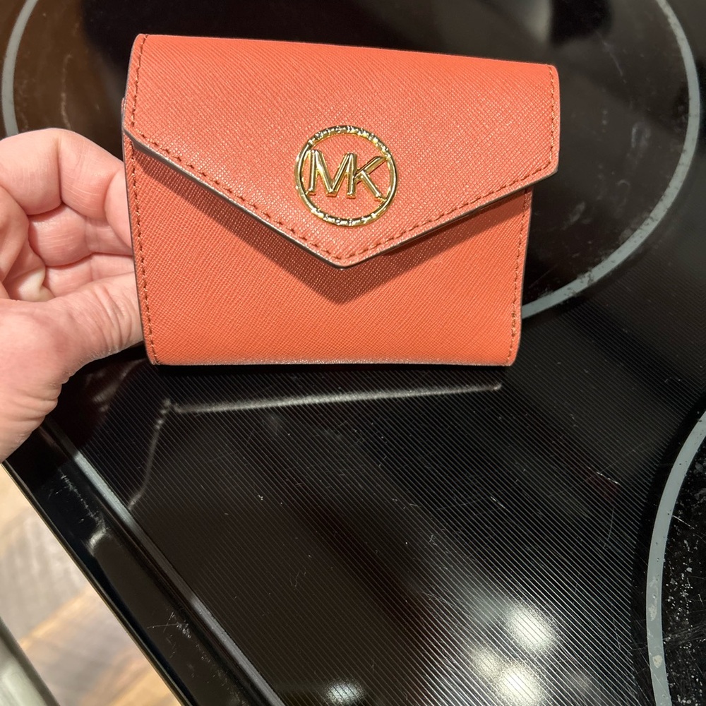 Michael Kors Coral Wallet with Gold Logo